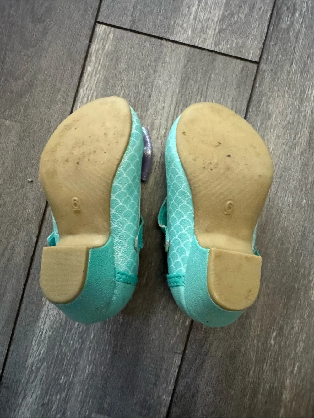 Little Girls' Mermaid Teal Shoes with Purple Bow